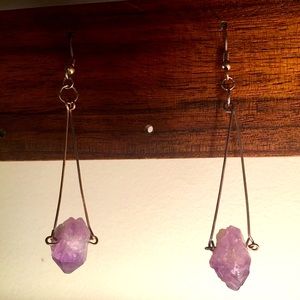 Amethyst Terminated Crystal Beaded Earrings